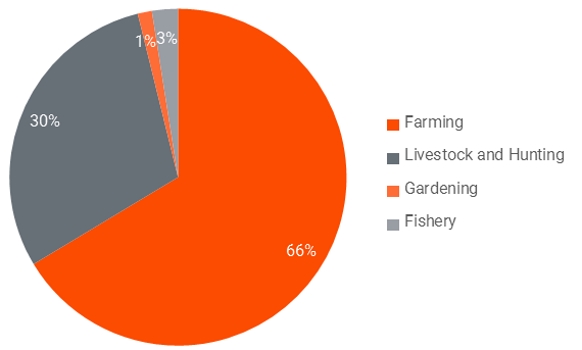 Share of each section in producing value added